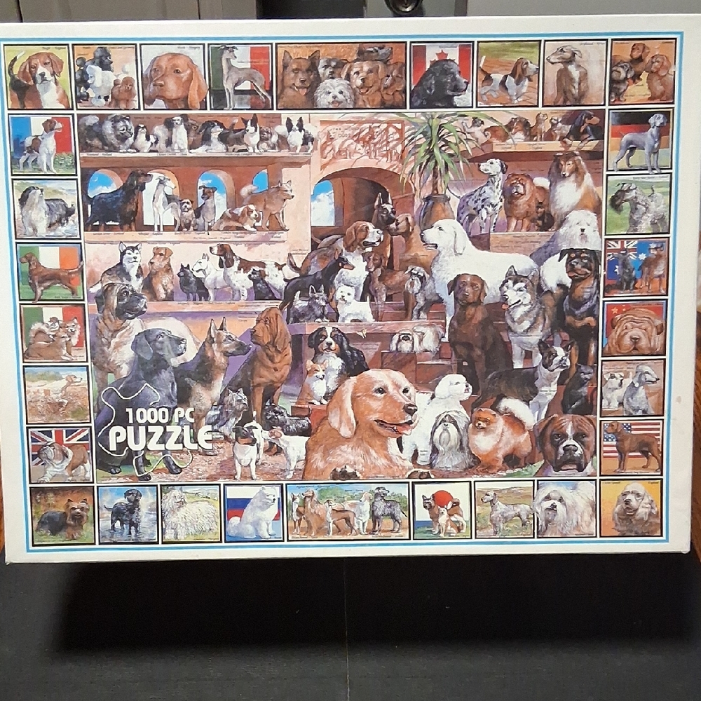 White Mountain Dog Collage Puzzle - Multicolor